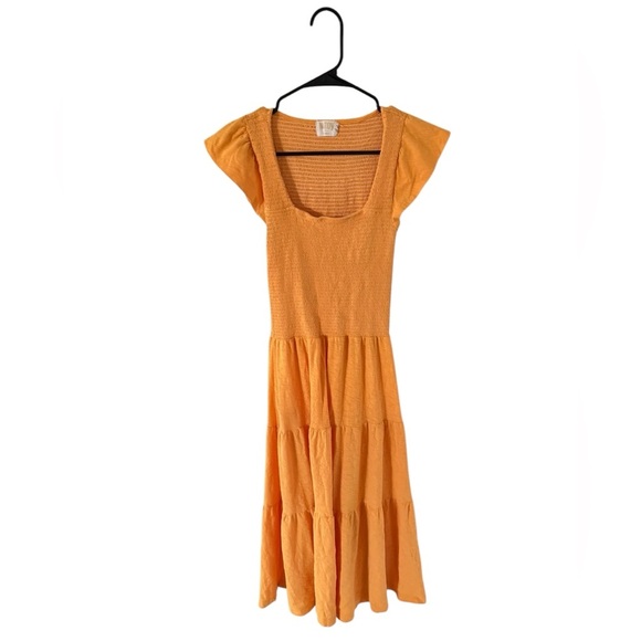 Nation LTD Josie Square Neck Midi Dress in Mango - Picture 2 of 5